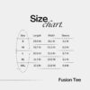 size chart fusion hoodie & tee(1) Fusion Tee